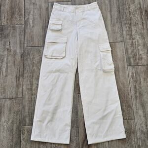 Aritzia TNA Cargo Pants Milkshake Beige Womens 4 High-Waisted Wide-Leg Utility